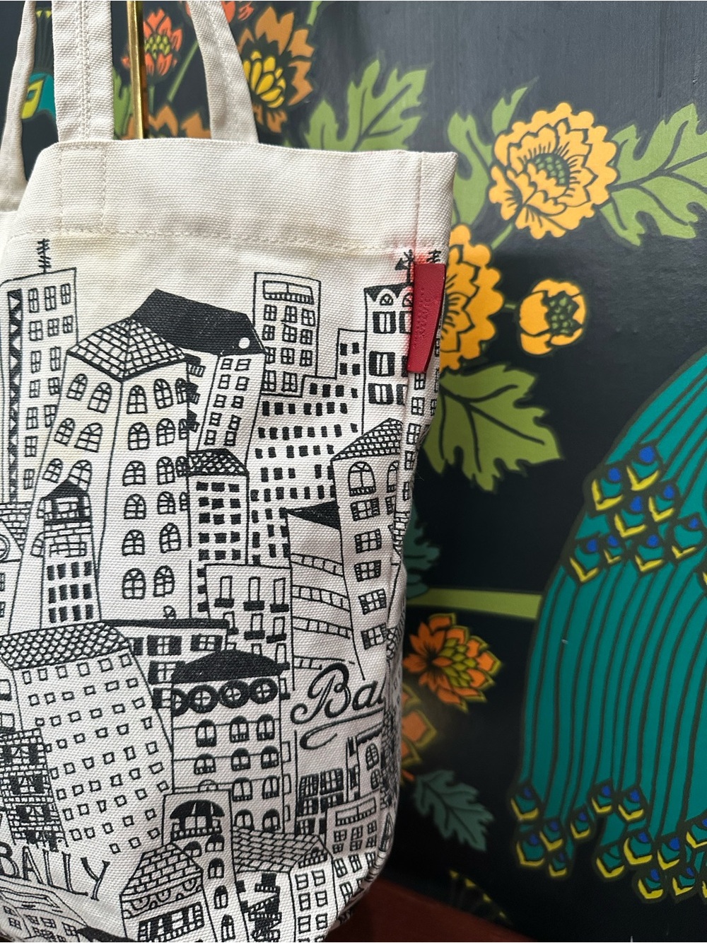 Bally Cream and Black City-Print Canvas Tote - Picture 8 of 14